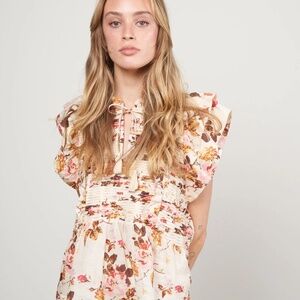 Sea New York Esme flutter sleeve‎ 100% Ramie top Size Small